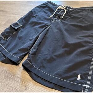 Vintage Polo Ralph Lauren Swim Trunks L Black Board Shorts RN 41381 Y2K 90s
